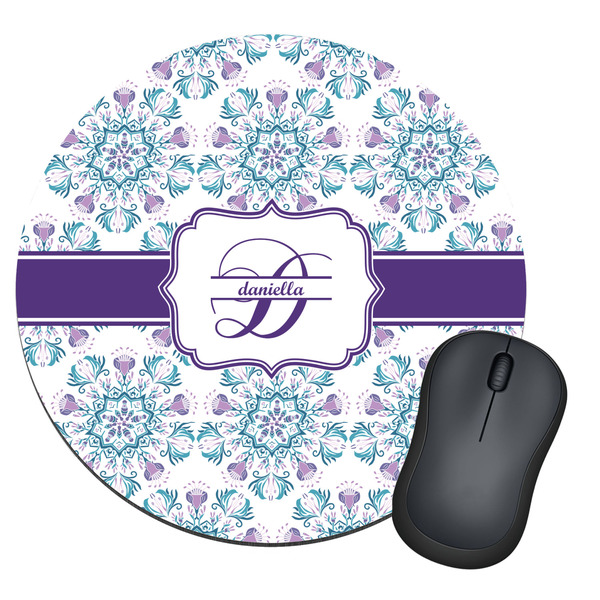 Custom Mandala Floral Round Mouse Pad (Personalized)