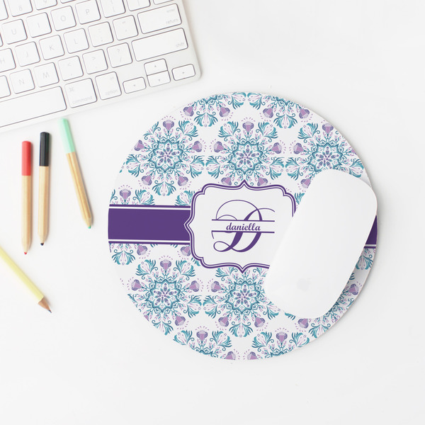 Mandala Floral Round Mousepad - LIFESTYLE 2