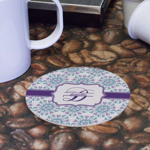 Mandala Floral Round Paper Coaster - Front