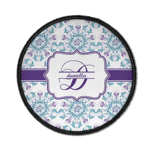 Custom Mandala Floral Iron On Round Patch w/ Name and Initial