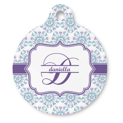 Mandala Floral Round Pet ID Tag - Large (Personalized)