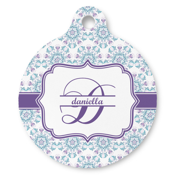 Custom Mandala Floral Round Pet ID Tag - Large (Personalized)