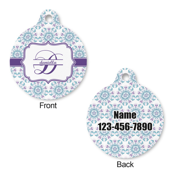 Mandala Floral Round Pet Tag - Front & Back