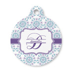 Mandala Floral Round Pet ID Tag - Small (Personalized)