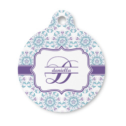Mandala Floral Round Pet ID Tag - Small (Personalized)