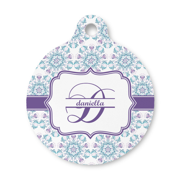 Custom Mandala Floral Round Pet ID Tag - Small (Personalized)