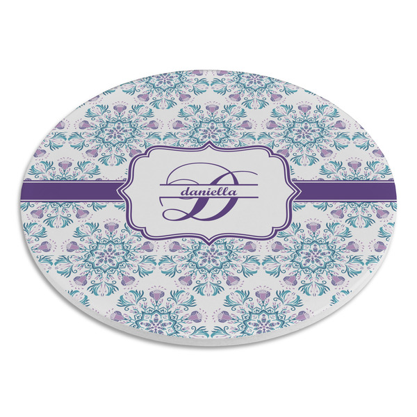 Mandala Floral Round Stone Trivet - Angle View