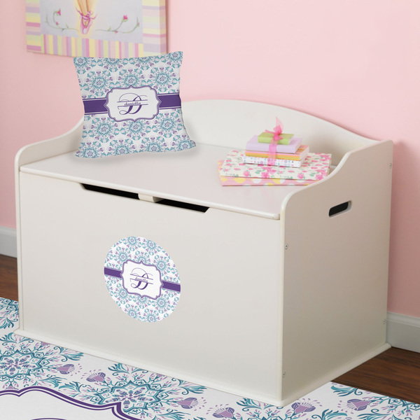 Mandala Floral Round Wall Decal on Toy Chest