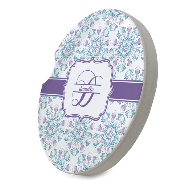 Mandala Floral Sandstone Car Coaster - STANDING ANGLE