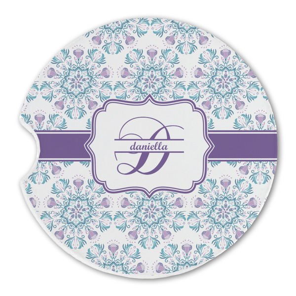Custom Mandala Floral Sandstone Car Coaster - Single (Personalized)