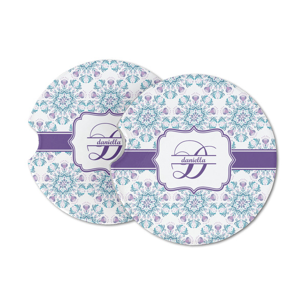 Custom Mandala Floral Sandstone Car Coasters - Set of 2 (Personalized)