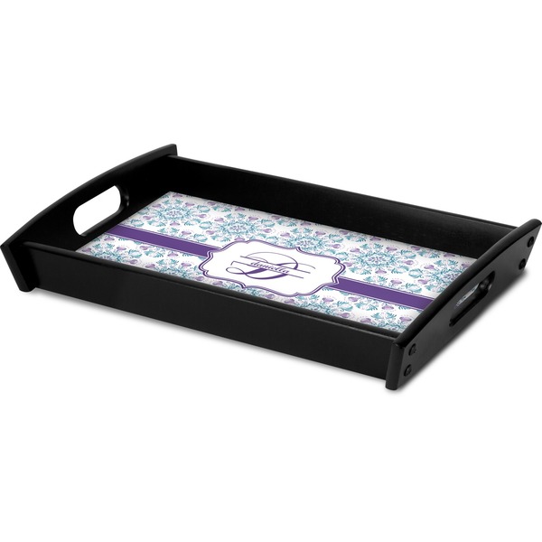 Mandala Floral Serving Tray Black - Corner