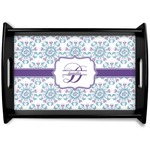 Mandala Floral Black Wooden Tray - Small (Personalized)