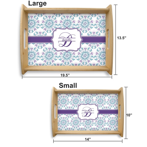 Mandala Floral Serving Tray Wood Sizes