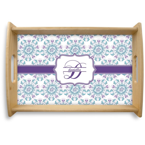 Custom Mandala Floral Natural Wooden Tray - Small (Personalized)