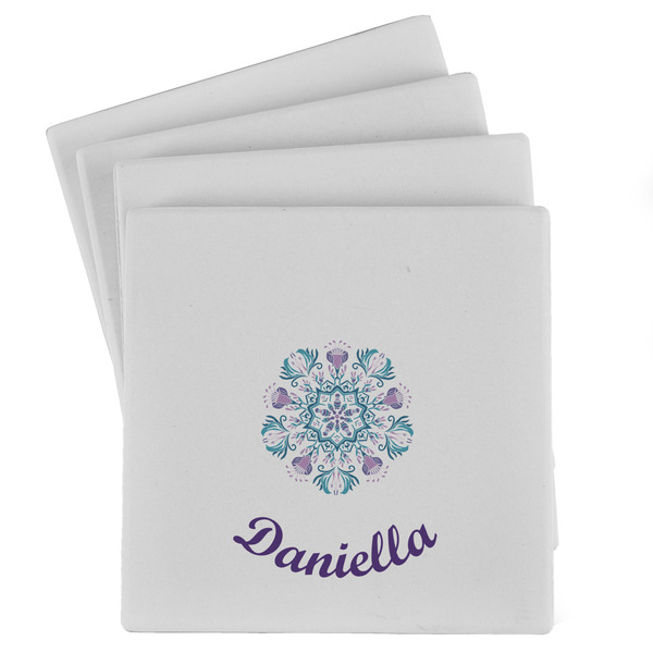 Custom Mandala Floral Absorbent Stone Coasters - Set of 4 (Personalized)