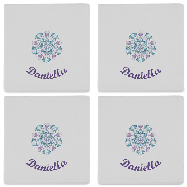 Mandala Floral Set of 4 Sandstone Coasters - See All 4 View