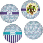 Mandala Floral Set of 4 Glass Lunch / Dinner Plate 10" (Personalized)