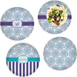 Mandala Floral Set of 4 Glass Lunch / Dinner Plate 10" (Personalized)
