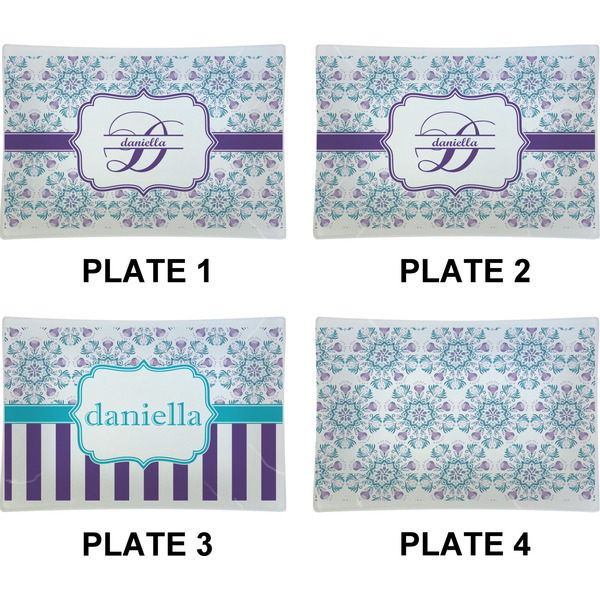 Mandala Floral Set of Rectangular Appetizer / Dessert Plates (Approval)