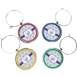 Mandala Floral Wine Charms (Set of 4) (Personalized)