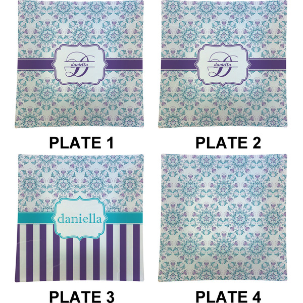 Mandala Floral Set of Square Dinner Plates (Approval)