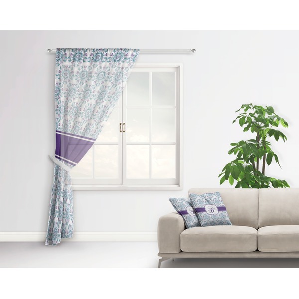 Mandala Floral Sheer Curtain With Window and Rod - in Room Matching Pillow