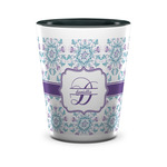 Mandala Floral Ceramic Shot Glass - 1.5 oz - Two Tone - Set of 4 (Personalized)