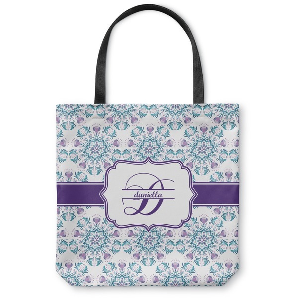 Custom Mandala Floral Canvas Tote Bag - Large - 18"x18" (Personalized)