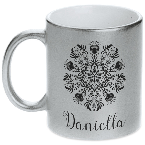 Mandala Floral Silver Mug - Main