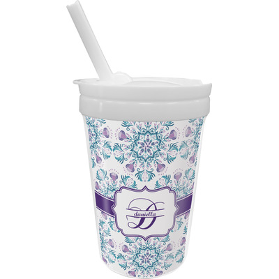 Mandala Floral Sippy Cup with Straw (Personalized)