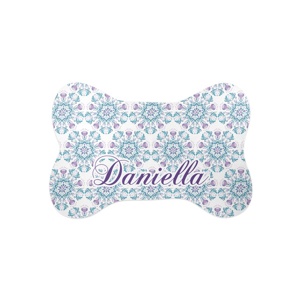 Custom Mandala Floral Bone Shaped Dog Food Mat (Small) (Personalized)