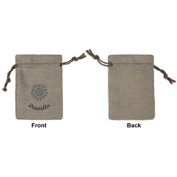 Mandala Floral Small Burlap Gift Bag - Front Approval