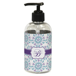 Mandala Floral Plastic Soap / Lotion Dispenser (8 oz - Small - Black) (Personalized)