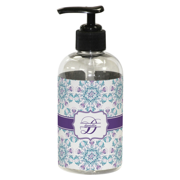 Custom Mandala Floral Plastic Soap / Lotion Dispenser (8 oz - Small - Black) (Personalized)