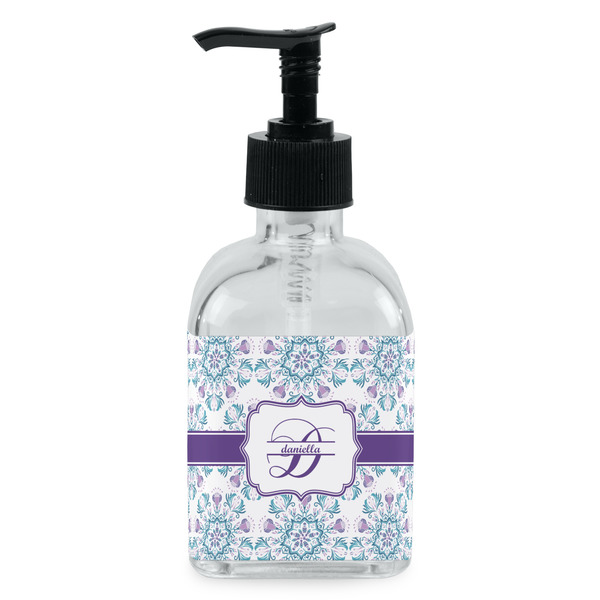 Custom Mandala Floral Glass Soap & Lotion Bottle - Single Bottle (Personalized)