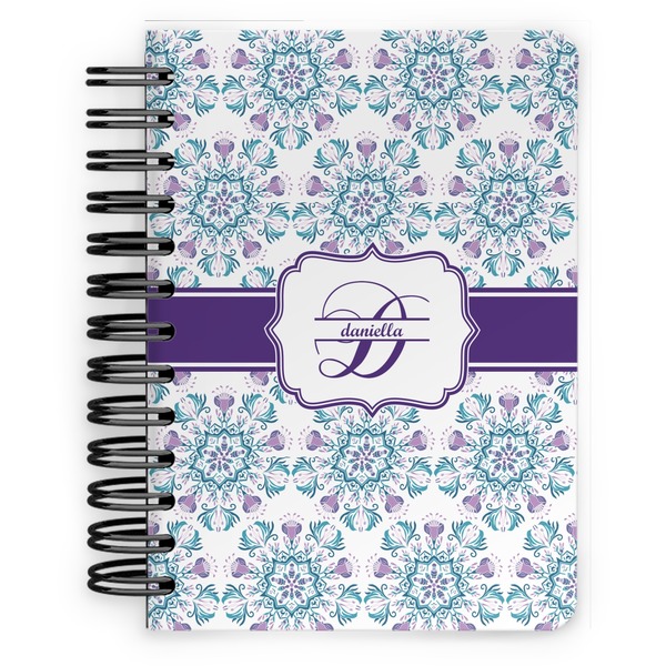 Custom Mandala Floral Spiral Notebook - 5x7 w/ Name and Initial
