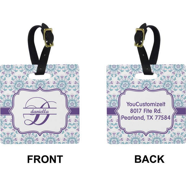 Mandala Floral Square Luggage Tag (Front + Back)
