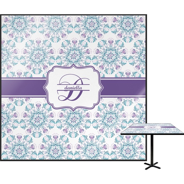 Custom Mandala Floral Square Table Top (Personalized)
