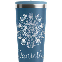 Mandala Floral RTIC Everyday Tumbler with Straw - 28oz - Steel Blue - Double-Sided (Personalized)