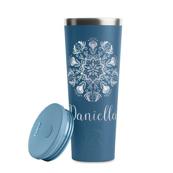 Mandala Floral Steel Blue RTIC Everyday Tumbler - 28 oz. - Lid Off