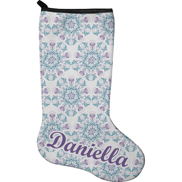 Custom Mandala Floral Holiday Stocking - Neoprene (Personalized)