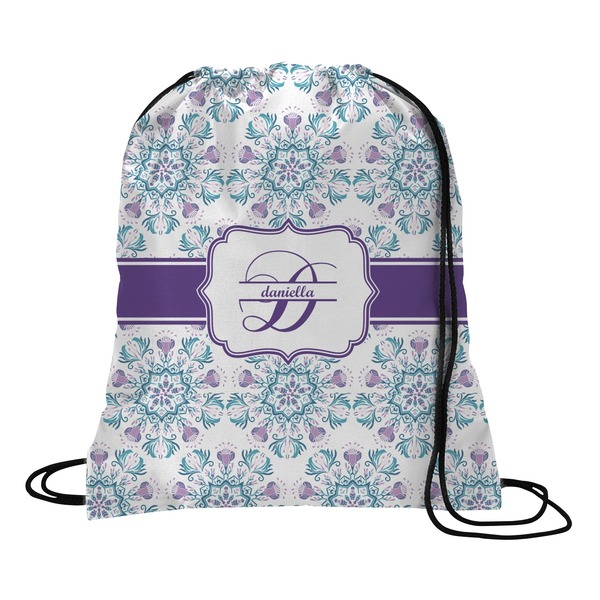 Custom Mandala Floral Drawstring Backpack - Large (Personalized)