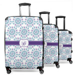 Mandala Floral 3 Piece Luggage Set - 20" Carry On, 24" Medium Checked, 28" Large Checked (Personalized)