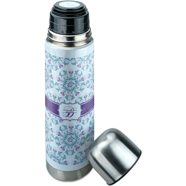 Mandala Floral Thermos - Lid Off