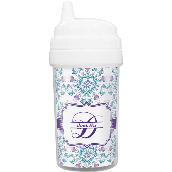 Custom Mandala Floral Toddler Sippy Cup (Personalized)