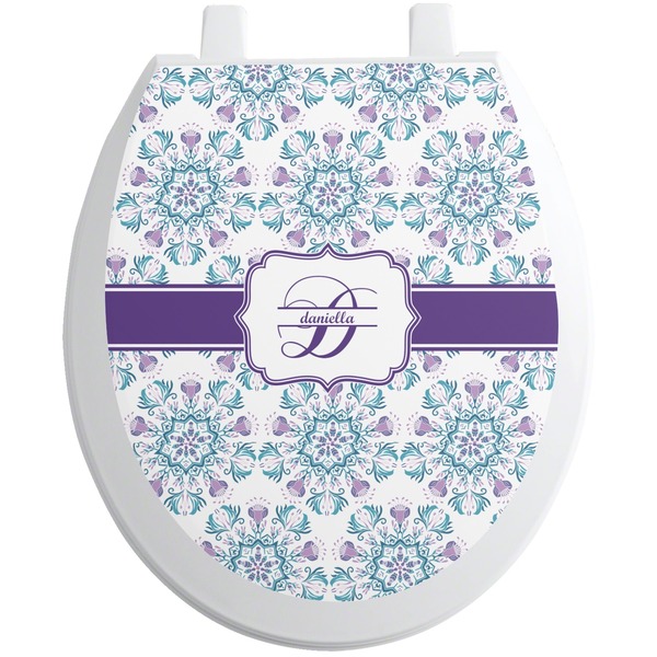Custom Mandala Floral Toilet Seat Decal - Round (Personalized)