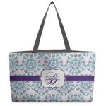 Mandala Floral Beach Totes Bag - w/ Black Handles (Personalized)