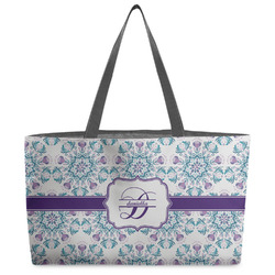 Mandala Floral Beach Totes Bag - w/ Black Handles (Personalized)