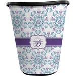 Mandala Floral Waste Basket - Double Sided (Black) (Personalized)